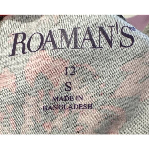 Roamans Size 12 Small Floral Print Tunic Top Handkerchief Hem Shirt Colorful - Picture 6 of 7